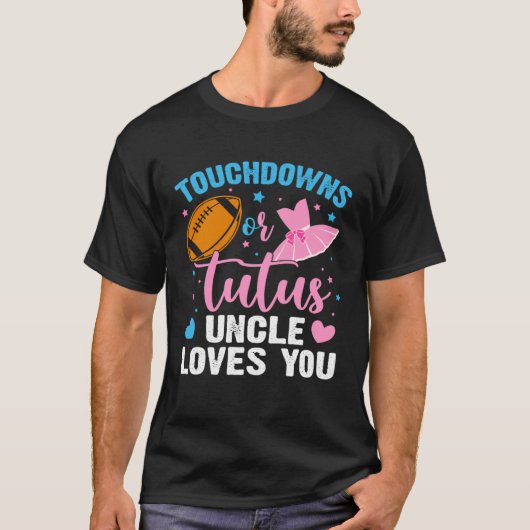 T-shirt Gender Reveal Touchdowns or Tutus Uncle Matching B (Devant)
