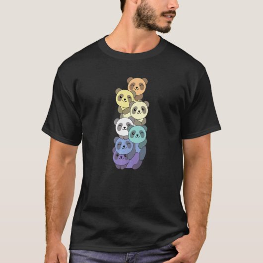 T-shirt Genderfaun Drapeau Fierté Pile Lgbtq Pandas Gender (Devant)