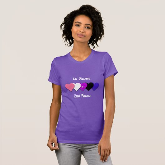 T-shirt Genderfluidité design orgueil avec les coeurs/un c (Devant entier)