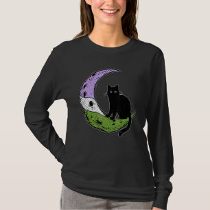 T-shirt Genderqueer Moon Space Cat Pride Drapeau Lgbt Subt