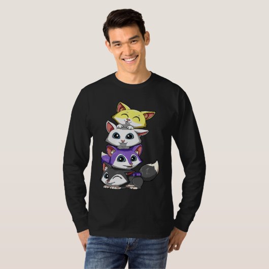 T-shirt Genderqueer Nonbinary Pride LGBTQ Foxes (Devant entier)