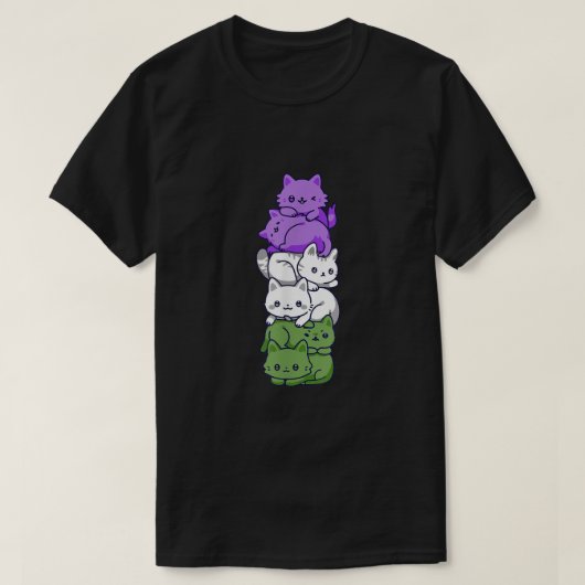 T-shirt Genderqueer Pride Cat LGBT Genre Queer Drapeau mig (Design devant)