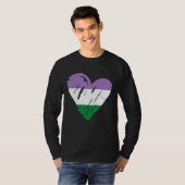 T-shirt Genderqueer Pride Coeur Drapeau 1 (Devant entier)