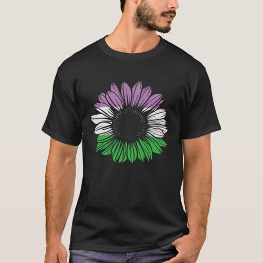 T-shirt Genderqueer Pride Flower (Devant)