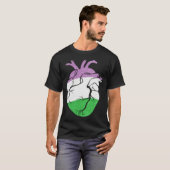 T-shirt Genderqueer Pride Heart Flag (Devant entier)