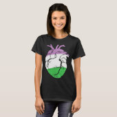 T-shirt Genderqueer Pride Heart Flag (Devant entier)