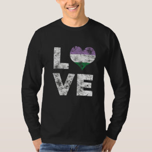 T-shirt Genderqueer Pride Love Retro Heart Flag