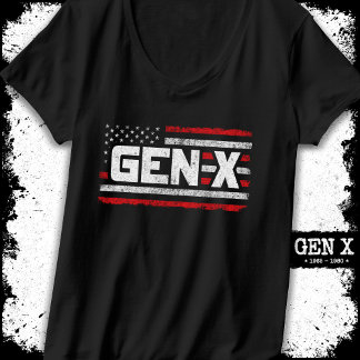 T-shirt Génération X Fière Gen Xer Drapeau Américain Gen X