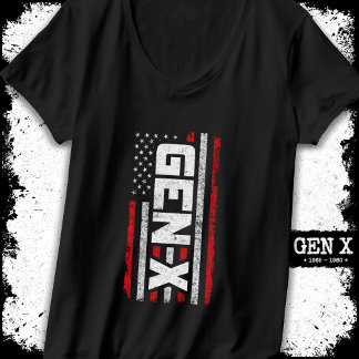 T-shirt Génération X Fière Gen Xer Drapeau Américain Gen X