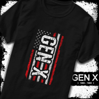 T-shirt Génération X Gen Xer Drapeau Américain Fier Gen X