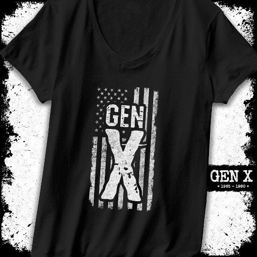 T-shirt Génération X Gen Xer Drapeau Américain Fier Gen X
