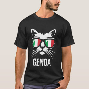 T-shirt Gênes Italie Chat Drôle Drapeau Italien