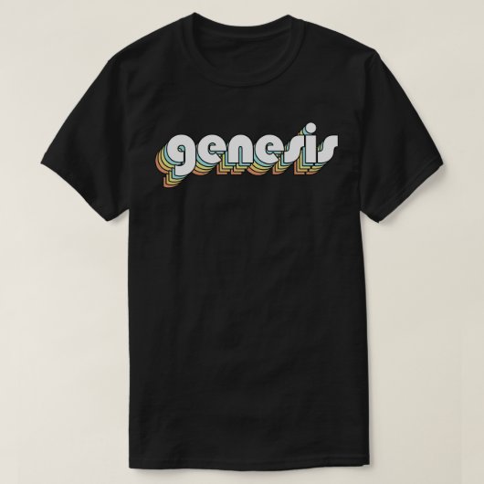 T-shirt Genesis Retro Rainbow Typographie style défraîchi (Design devant)