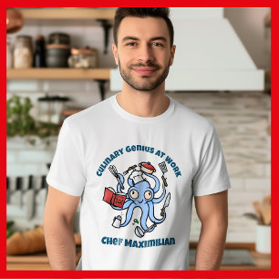 T-shirt Génie culinaire au travail Cute Cartoon Chef Octop