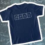 T-shirt Genius éléments de table périodique nom chimique<br><div class="desc">Un t-shirt scientifique dit GE NI U S,  ou vous pouvez personnaliser avec votre propre mot ou nom à quatre éléments. Un cadeau idéal pour les jeunes scientifiques intelligents et les enfants doués. Art graphique unique par www.mylittleeden.com</div>