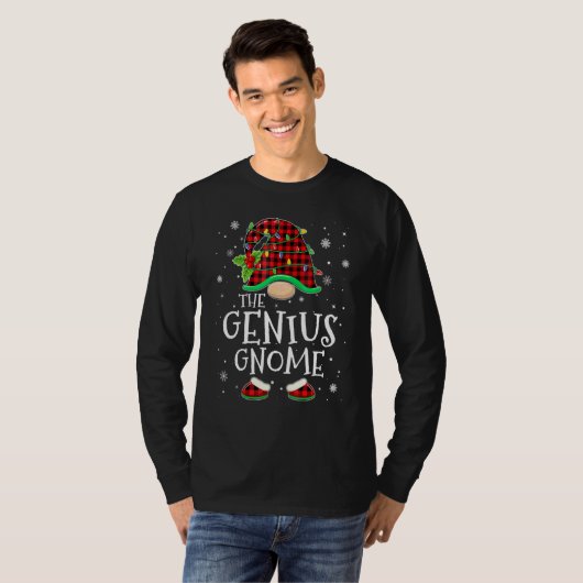 T-shirt Genius Gnome Red Plaid Matching Family Christmas P (Devant entier)