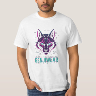 T-shirt Genjiwear Cyber Kitsune – Esprit Renard Néon Glitc