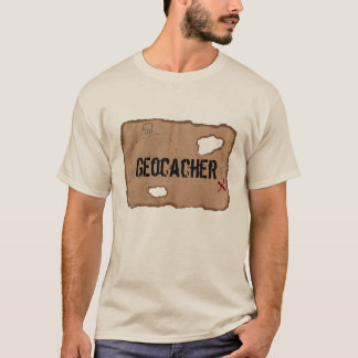 T-shirt: Geocacher (Schatkaart). Zand T-shirt