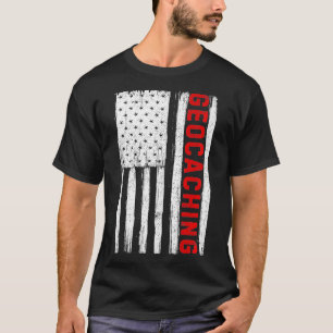 T-shirt Geocaching American Flag USA Patriotique Geocache