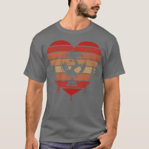 T-shirt Géographie Coeur Vintage Rouge doux Saint Valentin