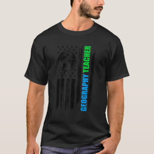 T-shirt Géographie Enseignant US Drapeau Géographie Enseig