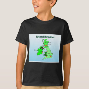 T-shirt Géographie, études sociales, Royaume-Uni, carte