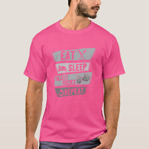 T-shirt Géologie Drôle Manger Sleep Collect Rocks Répétiti
