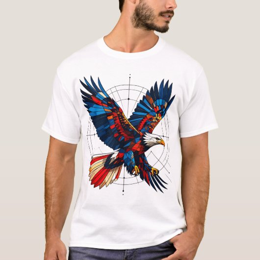 T-shirt Geometric Eagle – Mosaic Flight with Symbolic Prec (Devant)