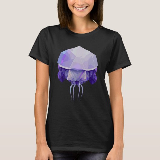 T-shirt Geometric Jellyfish Polygon Low Poly Sea Animal (Devant)