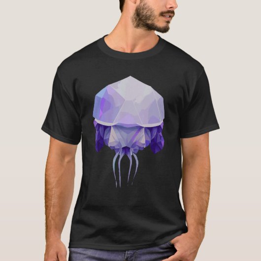 T-shirt Geometric Jellyfish Polygon Low Poly Sea Animal (Devant)