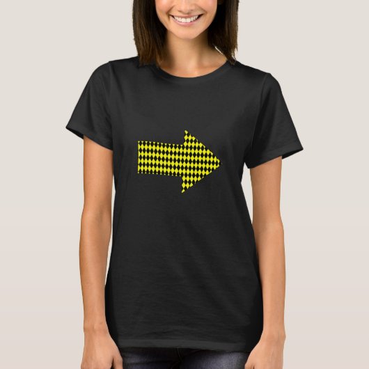 T-shirt Geometric Large Harlequin Pattern Yellow and Black (Devant)