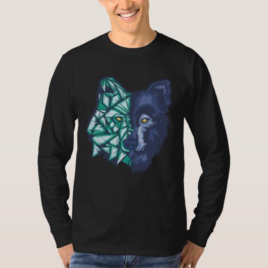 T-shirt Geometric Split Wolf Face (Devant)