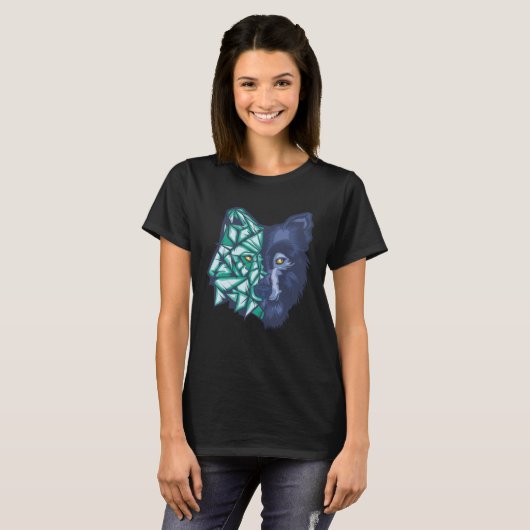 T-shirt Geometric Split Wolf Face (Devant entier)