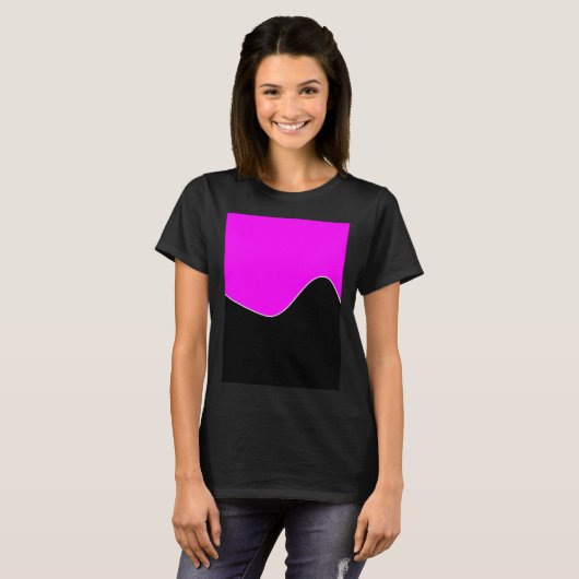 T-SHIRT GEOMETRIC TWO TONE PATTERN FUCHSIA AND BLACK (Devant entier)