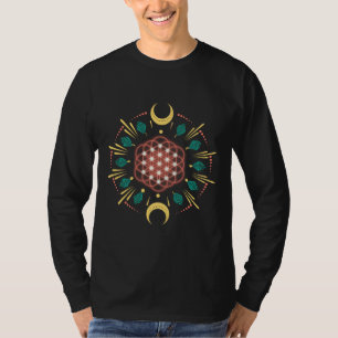 T-shirt géométrie sacrée fleur de vie lune spirituelle