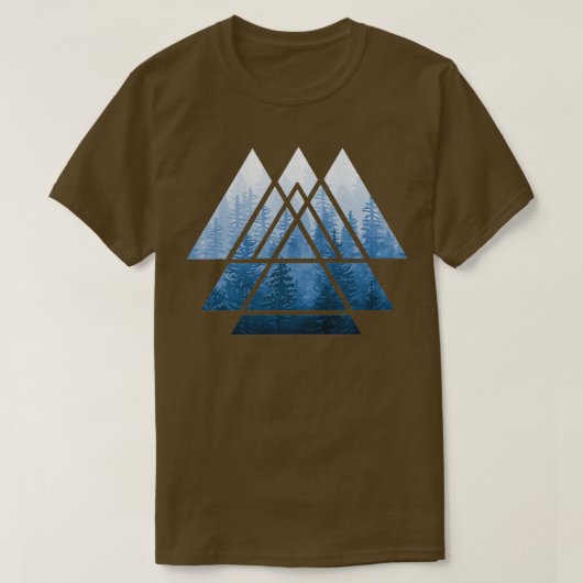 T-shirt Géométrie Sacrée Triangles Misty Forest Blues 1 (Design devant)