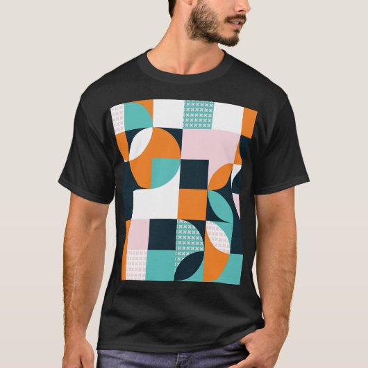T-shirt Géométrique Abstraite : Effet 3D coloré. (Devant)