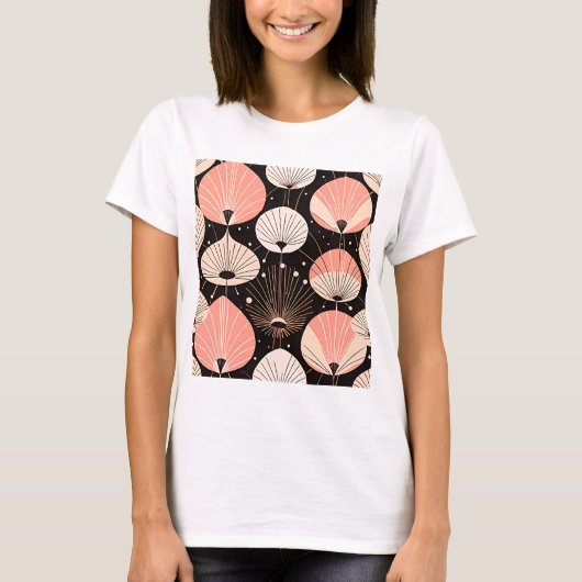 T-shirt Géométrique Abstraite gouttes atomiques rose (Devant)