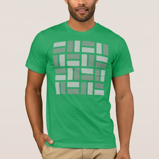 T-shirt géométrique de Basketweave dans vert et le (Devant)