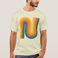 T-shirt géométrique les années 70 style rétro colo