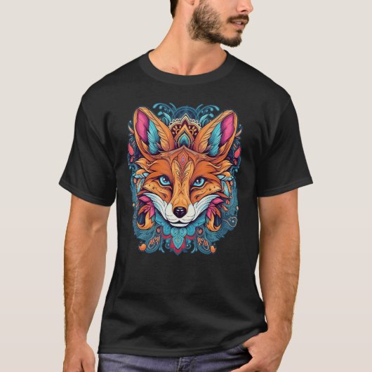 T-shirt Geometry Fox Mandala Art (Devant)