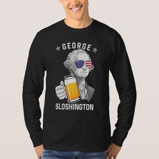 T-shirt George Sloshington Washington Beer 4 juillet Ame (Devant)