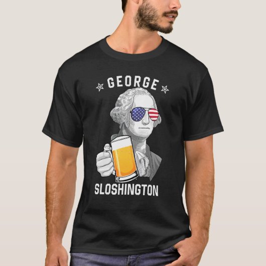 T-shirt George Sloshington Washington Beer 4 juillet Ame (Devant)