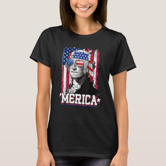 T-shirt George Sloshington Washington Merica 4 juillet U (Devant)