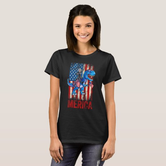 T-shirt George Washington 4 juillet Dino Boys Hommes Améri (Devant entier)