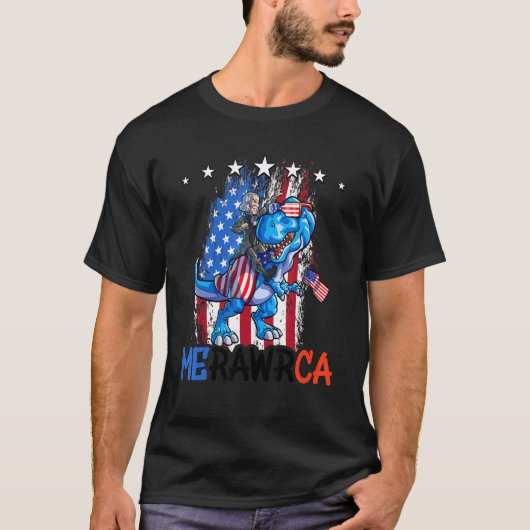 T-shirt George Washington 4 juillet Dino Boys Hommes Améri (Devant)