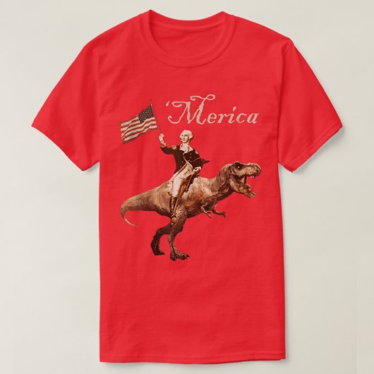 T-shirt George Washington chevauchant un Tyrannosaurus Re (Design devant)