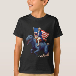 T-shirt George Washington drôle chevauchant un Tyrannosaur