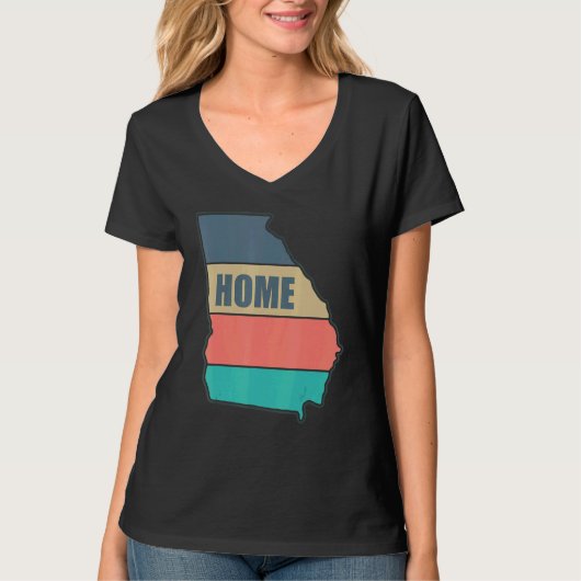 T-shirt Georgia Home State Retro Peach Shape Skyline (Devant)