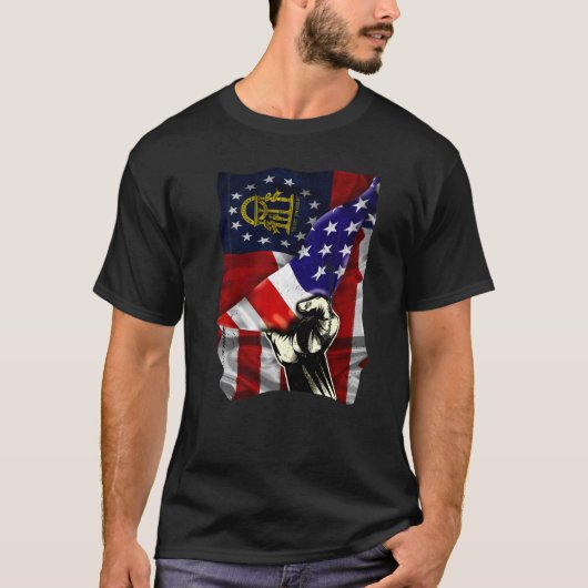 T-shirt Georgia State Flag Distressed US American Patrioti (Devant)